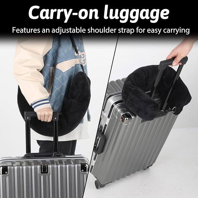 Stuffable Neck Pillow for Travel Adjustable Stuffable Neck Pillow for Airplanes Pillows Stuffed with Clothes Storage No Filler Storage Pillows Fits 5+ Days of Travel Essentials Black