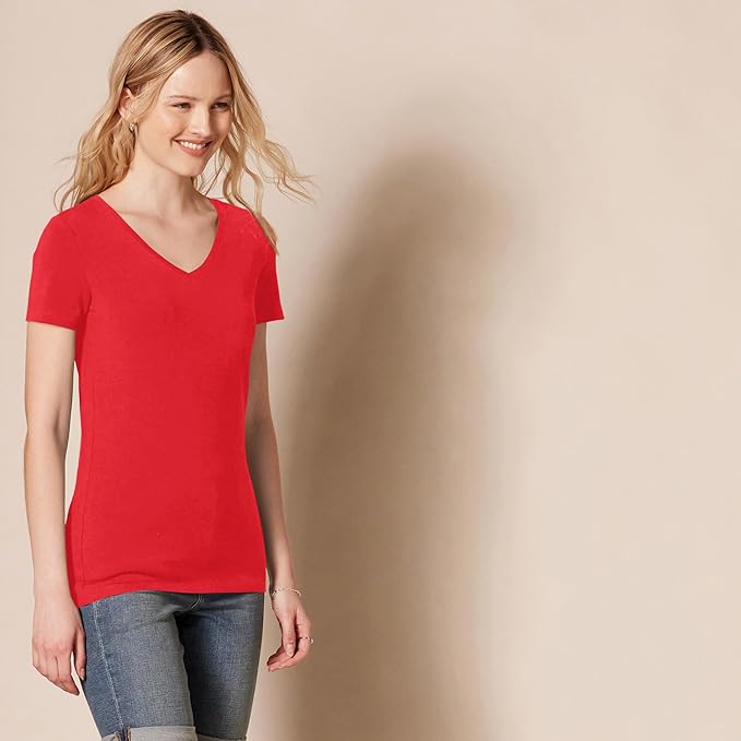 Amazon Essentials Women's Regular-Fit Short-Sleeve T-Shirt (Crewneck and V-Neck Options), Multipacks