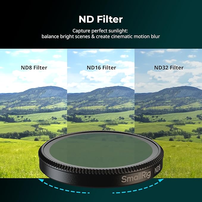 SmallRig Filter Kit for DJI Osmo Action 6, 6 Pack ND8 ND16 ND32 CPL UV 1/4 Effect Black Mist Filters, Snap-On Polarizing Neutral Density & Lens Silicone Cover, HD Optical Glass & Multi-Coated - 5967