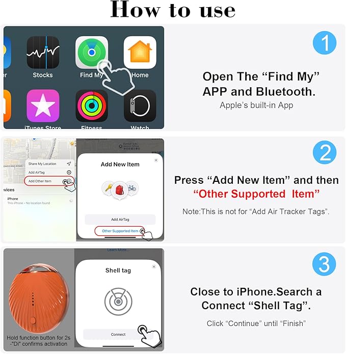 Air Tracker Tag, [MFi Certified] Smart Tag, Pet Bluetooth Tracker for Apple Find My, IP68 Waterproof,Replaceable Battery, Key Finder and Item Locator for Keys, Bags, Pets, Wallet (iOS Only)-Orange