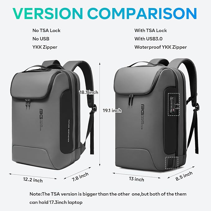 BANGE Business Travel Backpack,Waterproof Fashion Tech Backpacks,Laptop Backpack for 17.3Inch Notebook, Work for Men and Women