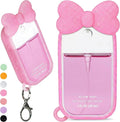 Silicone Bow Case Compatible with Touchland Hand Sanitizer Spray 1 oz (30 mL), Cute Holder with Keychain Clip, Gift for Girls