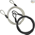 GOMRQING 3mm 200CM/6.6ft Long Outdoor Travel Security Cable Lock,Braided Steel Coated Safety Cable Luggage Lock,Safety Cable Wire Rope Chain Lock Double Loop Lightweight (2 Pack)