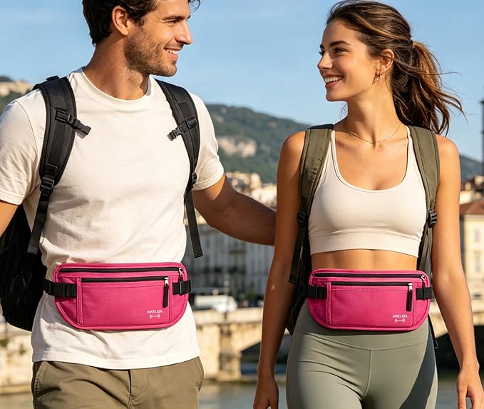 RFID Blocking Passport Holder - Money Belt & Travel Wallet, Travel Belt Bag Fanny Pack for Women