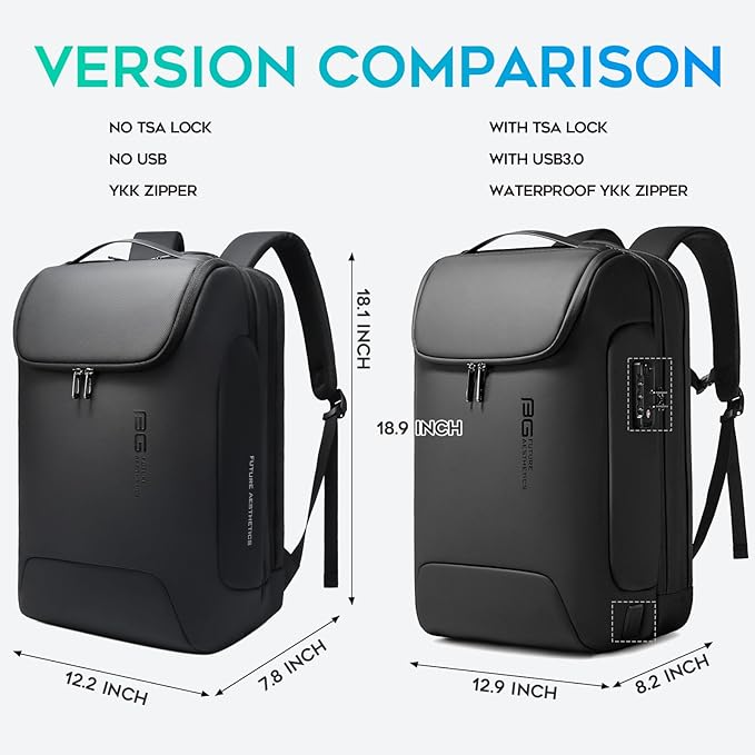 BANGE Anti-Theft Backpack with USB Charging Port for Men, 17.3 Inch Business Laptop Backpack, TSA Approved Lock & Waterproof Zippers, Large Travel Computer Bag