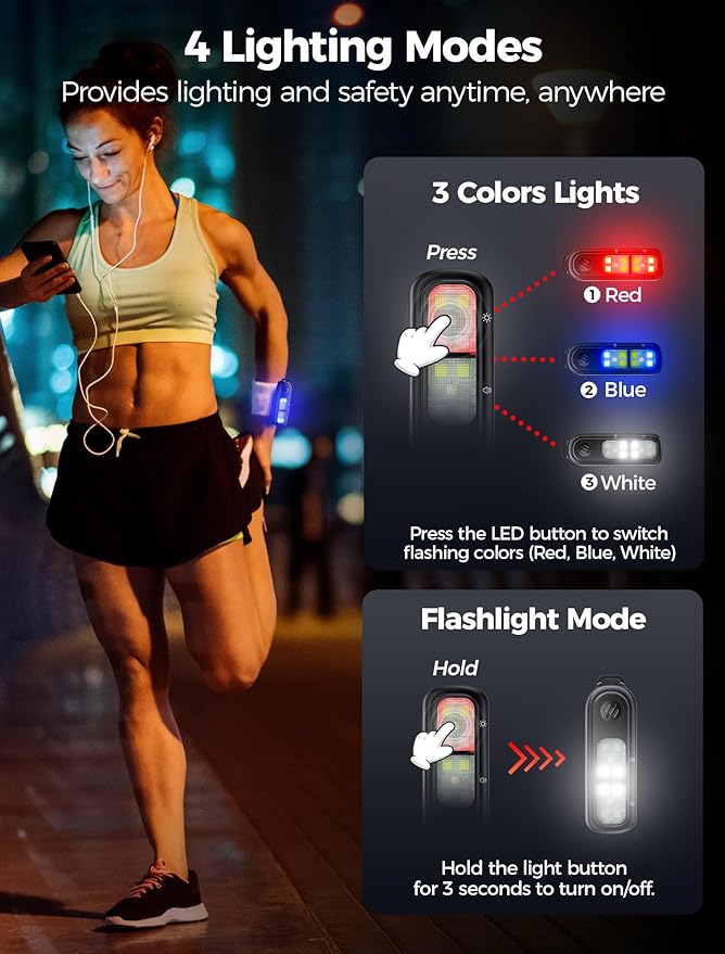 Personal Safety Alarm for Women, gliship Loud 130DB Siren self Defense Keychain with 3 Colors LED Strobe Safety Lights Rechargeable Taillight Clip On Alarm for Running Women Men Children Elderly