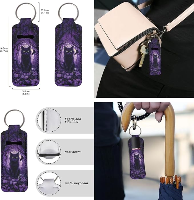 Suobstales 3Pcs Travel Bottles Keychain Holder Set,Travel Bottle Sleeves+Neoprene Chapstick Holders+Lanyard Keychain