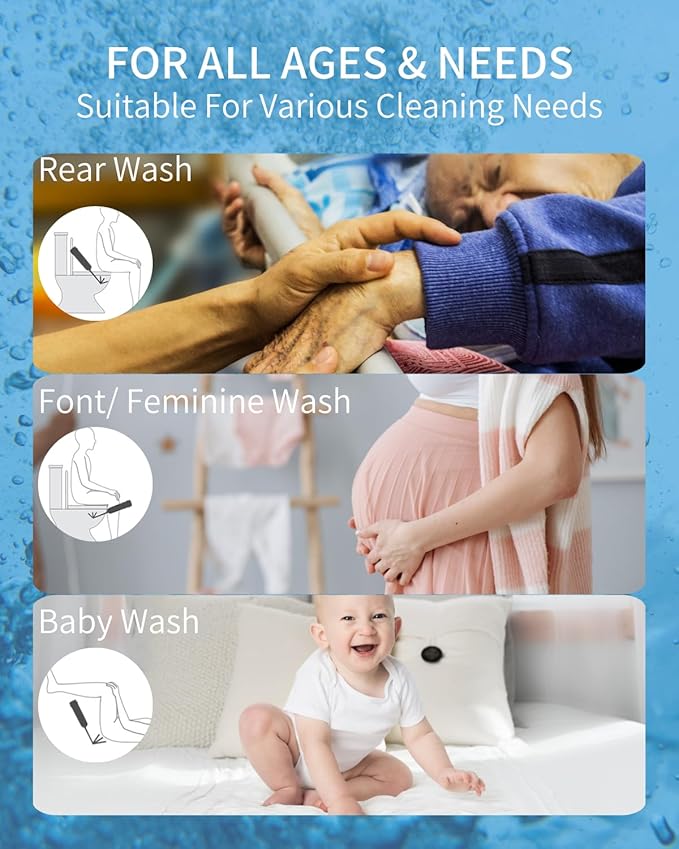 Portable Bidet for Travel Bidet Sprayer with Strong/ Soft 2 Pressure Options, Waterproof, 180° Adjustable Nozzle Handheld Bider for Postpartum Care Women Men Baby Cleaning