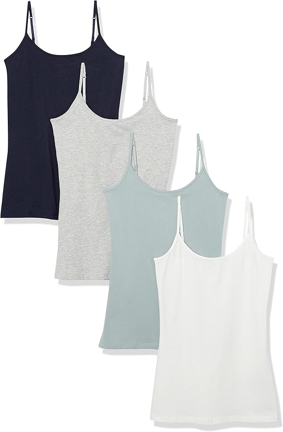Amazon Essentials Women's Slim-Fit Camisole for Layering and Everyday Wear, Pack of 4