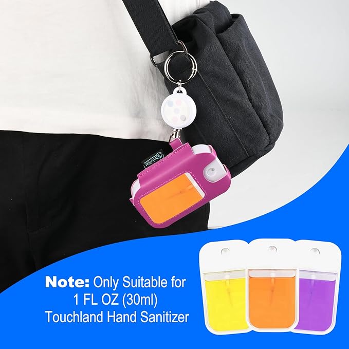 Beautyflier PU Holder Sleeve for Touchland Power Mist and Glow Mist 1FL OZ Hand Sanitizer Spray, Protective Case with Keychain and Telescoping Ring, Perfectly for Travel, Sleeve Only