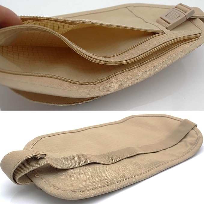 Money Belt, Travel Pouch, Money Belt for Travel, Slim Moneys Pouch Under Clothes, Moneys Bag with Zipper for Cash, Passport Holder