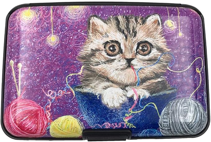 BFL RFID Credit Card Holder for Women or Men, Theft Proof Credit Card Holder, Slim Design Fits in Pocket (Cat)