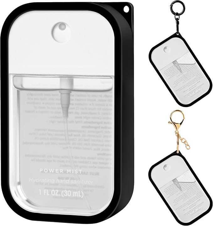 Silicone Case Compatible with Touchland Hand Sanitizer Spray (Fit for 1 FL OZ/30 mL), Protective Case with Keychain