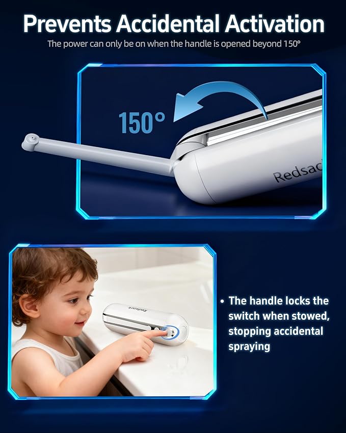 Electric Portable Bidet for Travel, Rechargeable USB-C Handheld High Pressure Sprayer, Camping 6.8oz Smart Foldable Water Storage, 2000mAh Battery Long Life, Personal Cleaner for Men & Women (White)