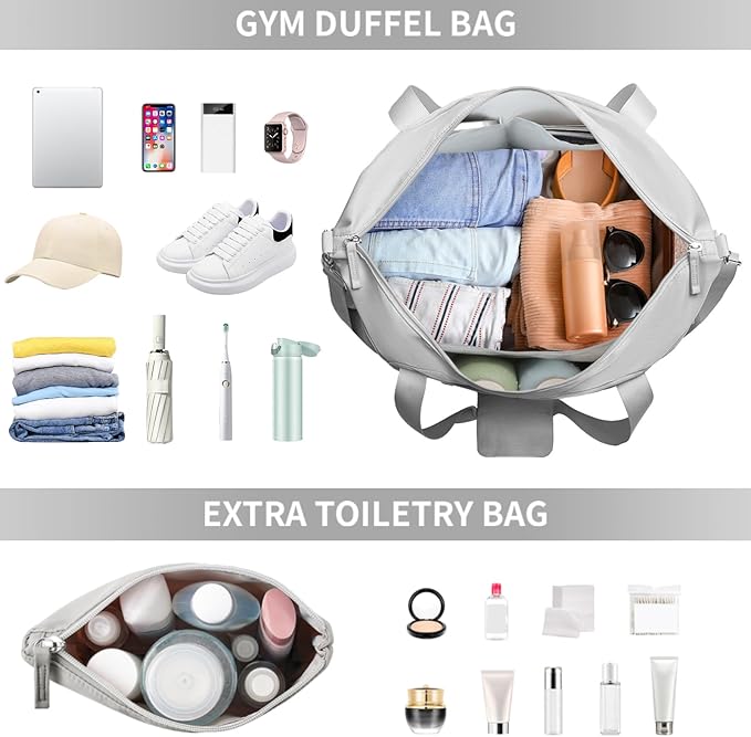 ETRONIK Gym Bag for Women, Personal Item Travel Bag with Shoes Compartment, Weekender Overnight Duffel Bag with Wet Pocket, Carry On Bag for Women, Travel, Gym, Weekend