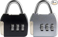 Small Combination Luggage Locks, 3 Digit Combination Padlock, Travel Lock with Code, Small Combo Lock for Locker, Suitcase, Zipper, Tool Box, Backpack, Bag (Black+Silver, 2-Pack)
