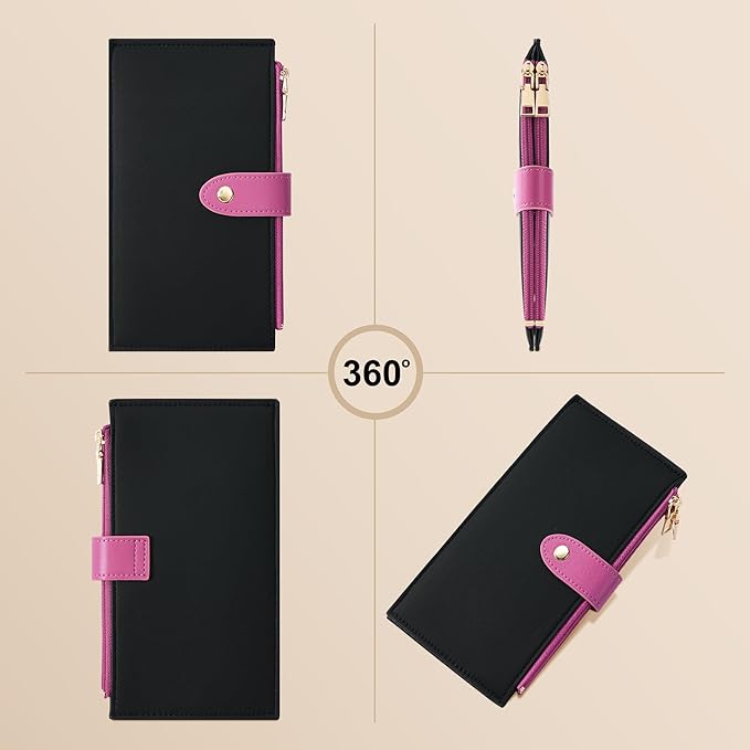 Travelambo Leather Wallets for Women Slim RFID Blocking Bifold Credit Card Holder Wallet