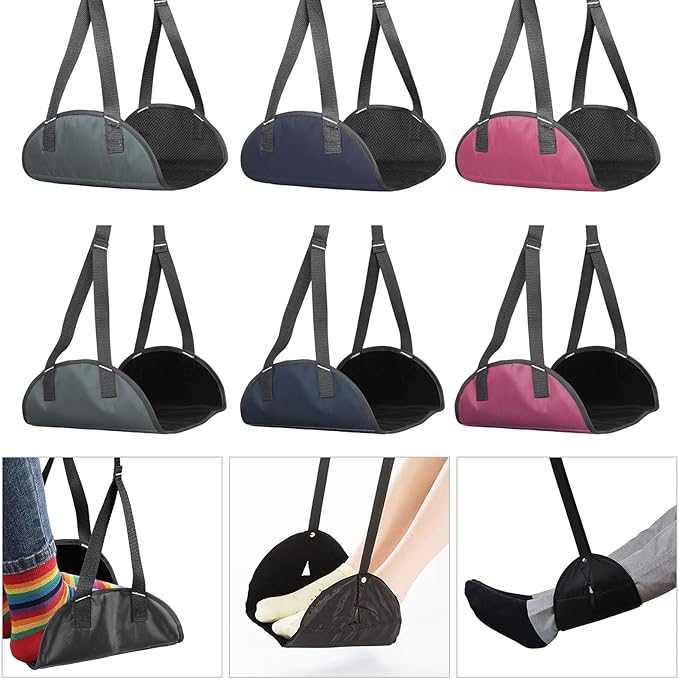 Travel Foot Hammock for Long Trip Airplanes Train Office Lightweight Practical Mesh Fabric Foldable Compact Rest Comfortable Rest for Long