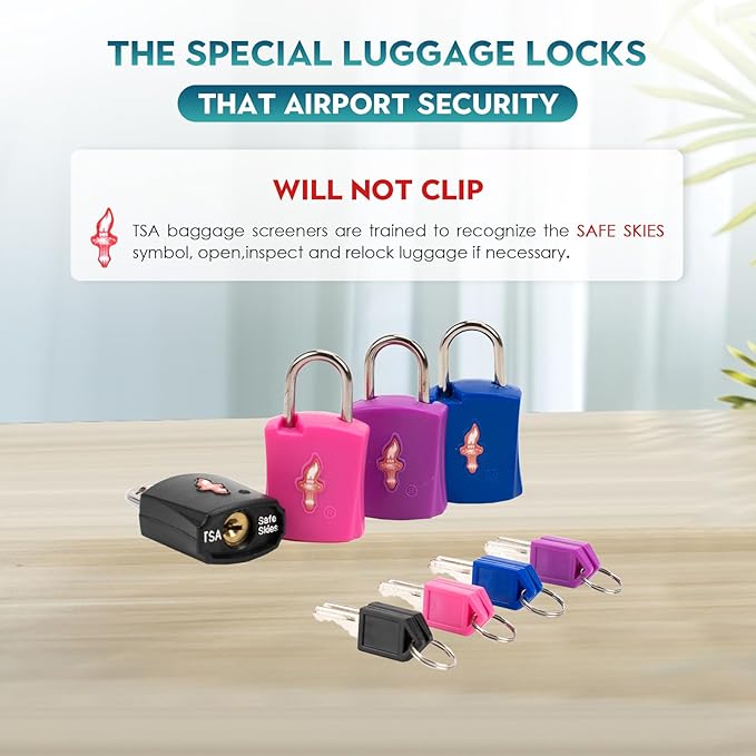 4 Pack TSA Approved Luggage Locks in Family Pack,Suitcase Lock TSA Approved;TSA Approved Travel Lock for Backpacks, Bags and Luggage That Airport Security Will not Clip, 4 Pack Mixed
