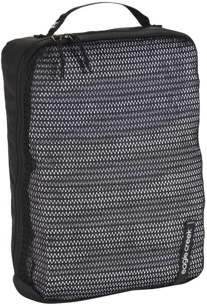 Eagle Creek Pack-It Reveal Medium Packing Cubes for Travel - Durable, Water-Resistant Fabric with Angled Zipper Design and Full Front-Panel Mesh Window, Black