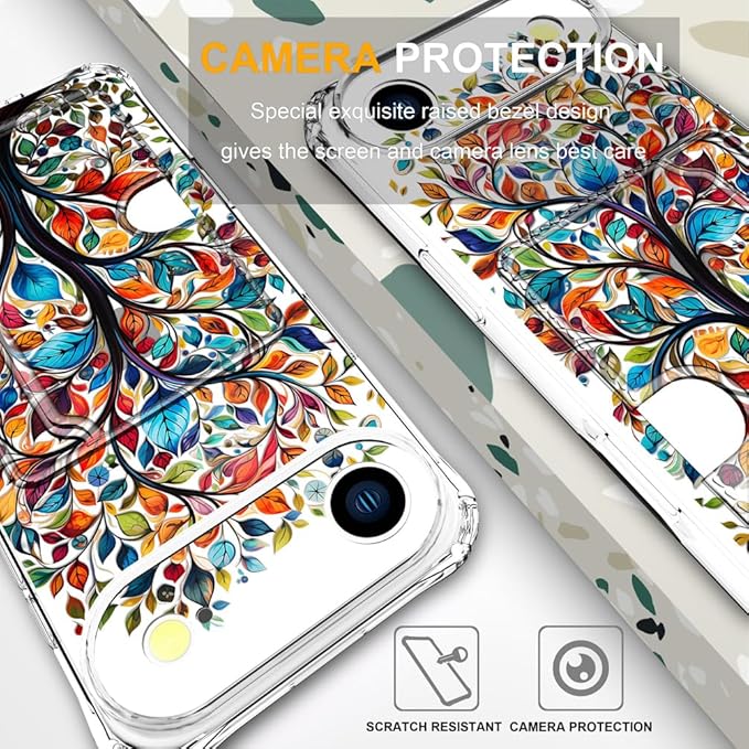 Compatible with iPhone 17 Air Case Card Holder for Women Cute Design,Wallet Phone Cases Transparent Cool Kawaii Protective (Clear Tree Colorful Leaves)