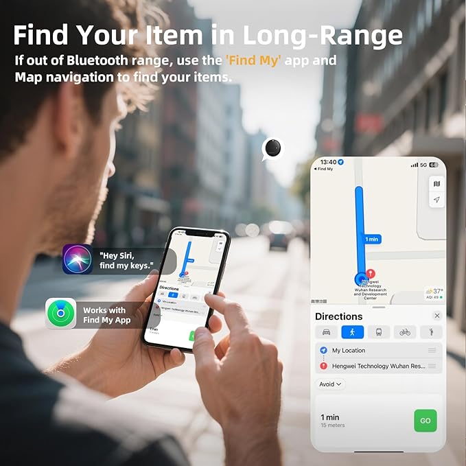 Esky Air Tracker Tag-1 Pack, Smart Bluetooth Luggage Tracker Compatible with Apple Find My APP (Only for iOS, Not for Android), Key Finder and Item Locator for Luggage, Backpack, Suitcases, Wallet