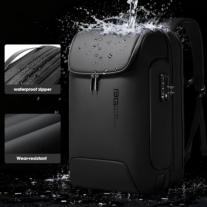 BANGE Anti-Theft Backpack with USB Charging Port for Men, 17.3 Inch Business Laptop Backpack, TSA Approved Lock & Waterproof Zippers, Large Travel Computer Bag