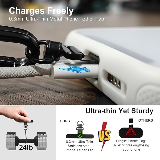 Cell Phone Lanyard Crossbody Anti-theft - 1 Adjustable Neck Strap with 3 Rings for Hanging Airpods/Wallet/Sunglasses, 1 Wrist Strap, 2 Metal Tether Tab, 3 Metal Carabiners, Airplane Travel Essentials
