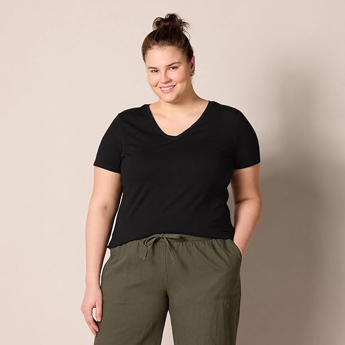 Amazon Essentials Women's Regular-Fit Short-Sleeve T-Shirt (Crewneck and V-Neck Options), Multipacks