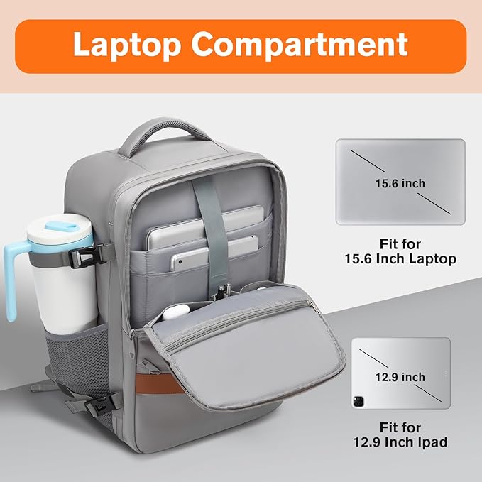 Smart Suitcase-style Laptop Backpack, 25L / 35L Practical Travel Bag for Work, Leisure & Flight, Luggage-Style Commuter Pack (Gray, 25L)