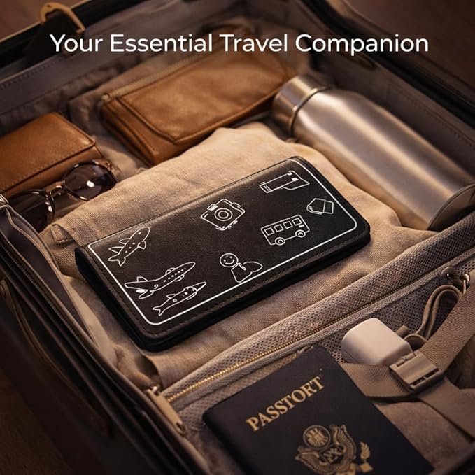 Mizi Airplane Phone & Tablet Holder – Adjustable Flexible Flap Stand for Desk, Bed, Treadmill, Home, and Airplane Travel Essentials – Compatible with iPhone, Smartphones, and Tablets – Black