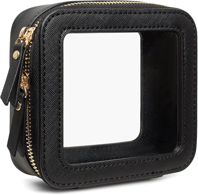 LETGO Travel Makeup Bag for Purse Small Mini Cute Make Up Bag Pouch for Purse Car Accessories for Women Girls (Mini Black)