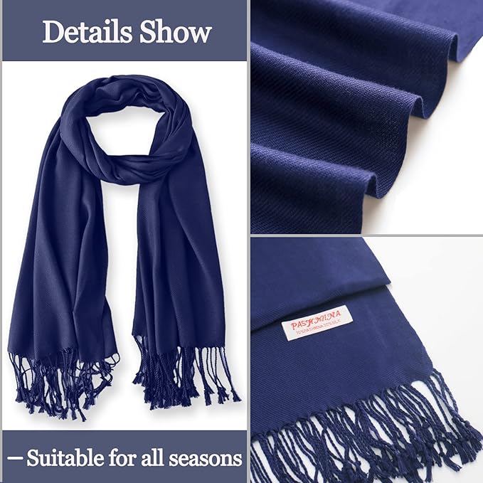 Soft Silky Pashmina Shawl Wraps Solid Colors Scarf for Wedding Evening Dresses