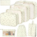 8 Set Packing Cubes for Suitcases, Packing Cube with Shoe, Cosmetics, Clothing, and Accessories Bags for Travel Luggage Organizer Women Men(Grey Flowers)