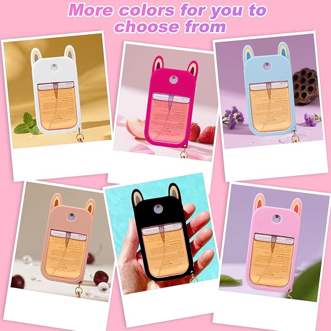 AIERSA Hand Sanitizer Spray Case Compatible with Touchland,Rabbit Ears Design Silicone Hand Sanitizer Case Holder with Keychain for Touch Land Mist Case 1FL. OZ (Purple)