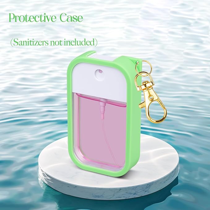Silicone Case Compatible with Touchland Hand Sanitizer Spray, Protective Case with Keychain for Power Mist and Glow Mist 1 fl oz, Hand Sanitizer Spray Accessory (Green, 1 Pack)