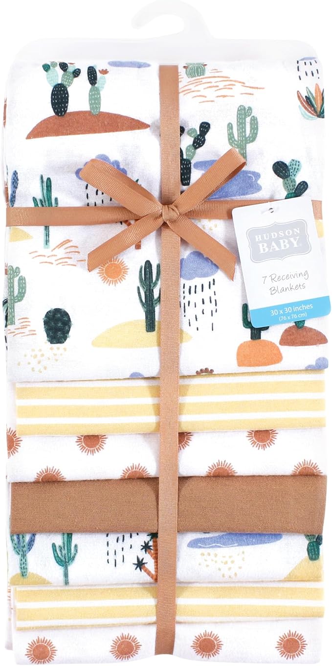 Hudson Baby Unisex Baby Cotton Flannel Receiving Blankets Bundle, Fun Desert, One Size