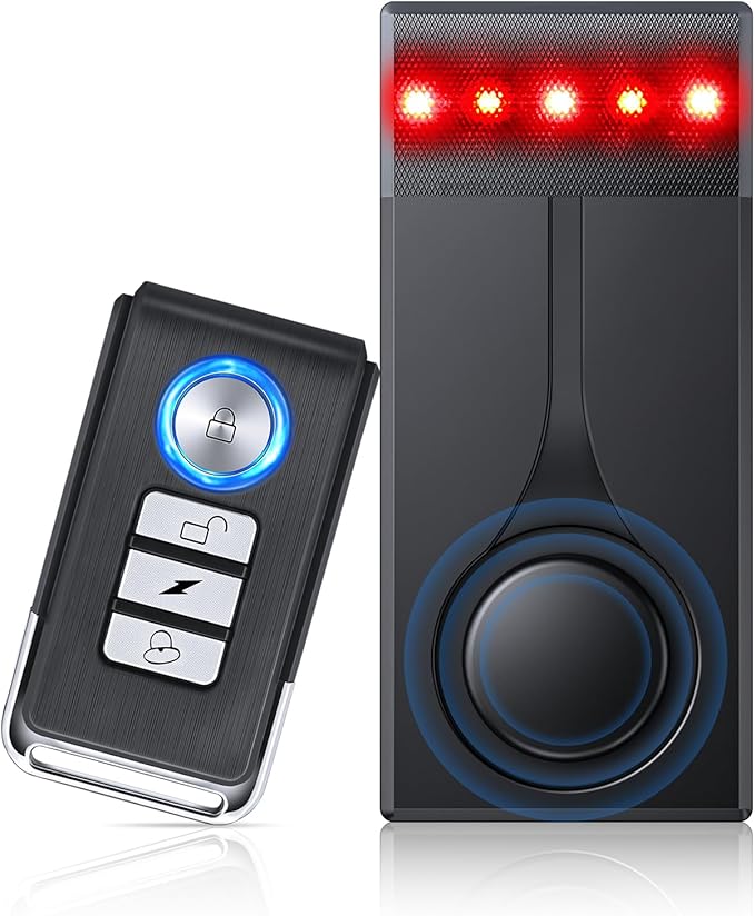 108dB Car Alarm System, Vehicle Anti-Theft Vibration Sensor Alarm & Red Light, Wireless Remote Anti Theft Car Device with Magnetic Install Design for Car, Truck (Upgrade 4.0)