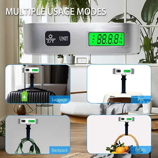 2-in-1 Travel Set: Luggage Scale + 2 Silicone Tags, Writable Name & Phone to Prevent Loss, 110 lbs Capacity, LCD Display, Ideal for Travel Bags