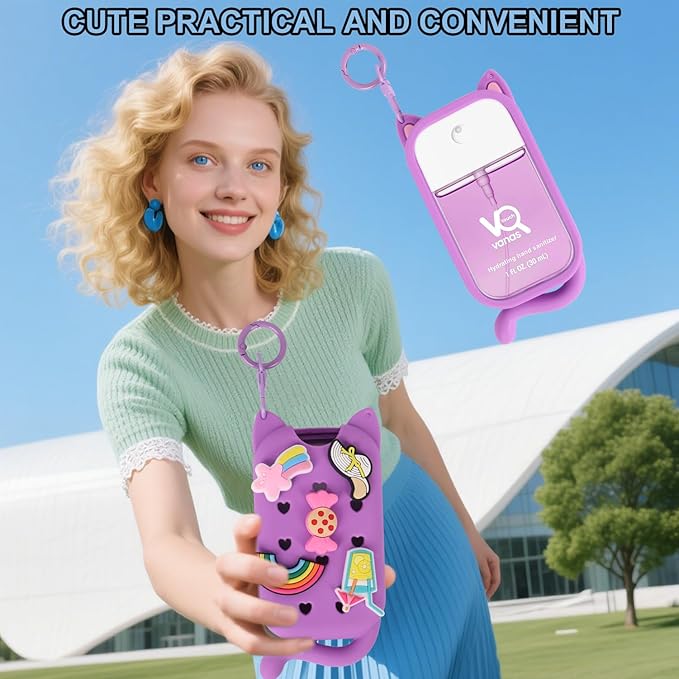 Hand Sanitizer Spray Case for Touchland Case Keychain, Hand Sanitizer Spray Holder Compatible with 5 Decorative Charms.