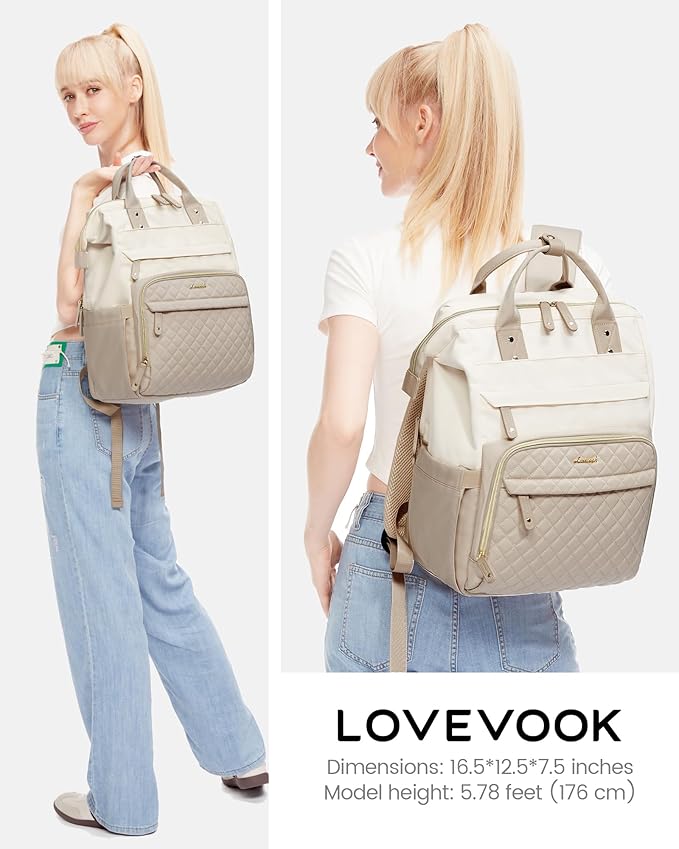 LOVEVOOK Laptop Backpack for Women, 15.6'' Waterproof Nurse Bag Teacher Work Backpack Purse for Women, Travel Computer Backpack for College Office Business Ladies