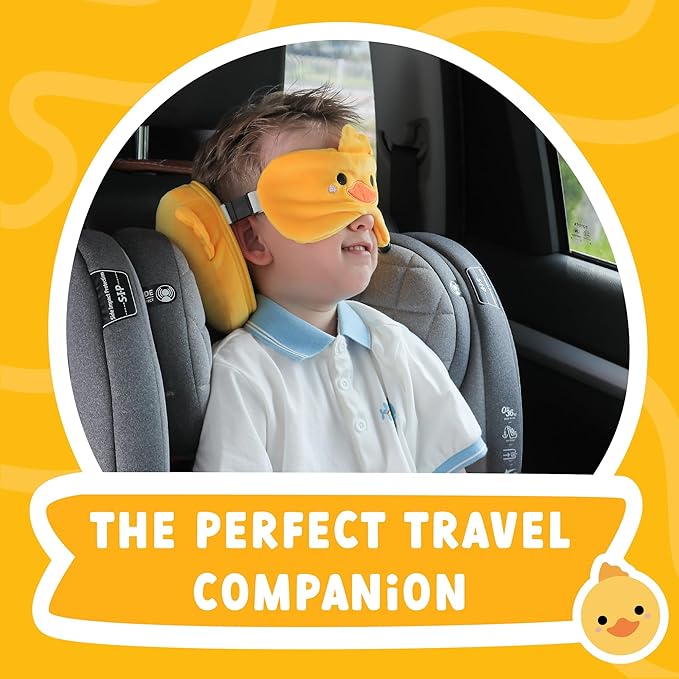 ecoZen Lifestyle Travel Neck Pillow with Eye Mask - Kids Travel Pillow for Sleeping - Toddler Travel Essential and Travel Accessories, Road Trip and Airplane Travel Essentials