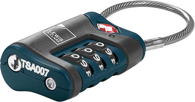 Lewis N. Clark TSA-Approved Easy-to-Set Combination Luggage Lock With Steel Cable, Blue, One Size