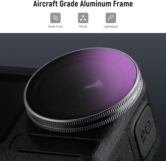 NEEWER ND Filter Set Compatible with DJI Osmo Action 5 Pro/4/3, 4 Pack Multicoated HD Optical Glass Snap On ND8/ND16/ND32/CPL Filters, Action Camera Lens Accessories with 2X Cleaning Cloth