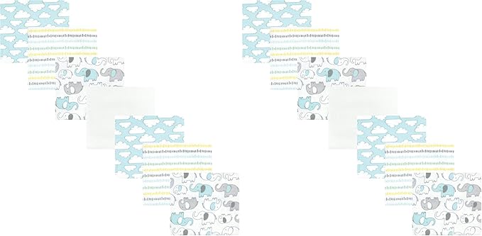 Hudson Baby Unisex Baby Cotton Flannel Receiving Blankets Bundle, Neutral New Elephant, One Size (Pack of 2)