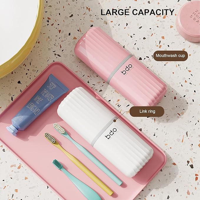 Toothbrush Travel Case Portable Clear Grey Toothbrush Holders with Cover, Leakproof Toothbrush & Toothpaste Holder for Traveling School Camping Business Trip Bathroom