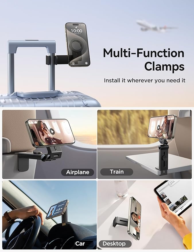 JOYROOM for Magsafe Airplane Phone Holder Travel Essentials,【Unlimited Scenery】 Hands-Free Plane Phone Holder, Airplane Travel Accessories for iPhone 17 Pro Max & Magsafe Case
