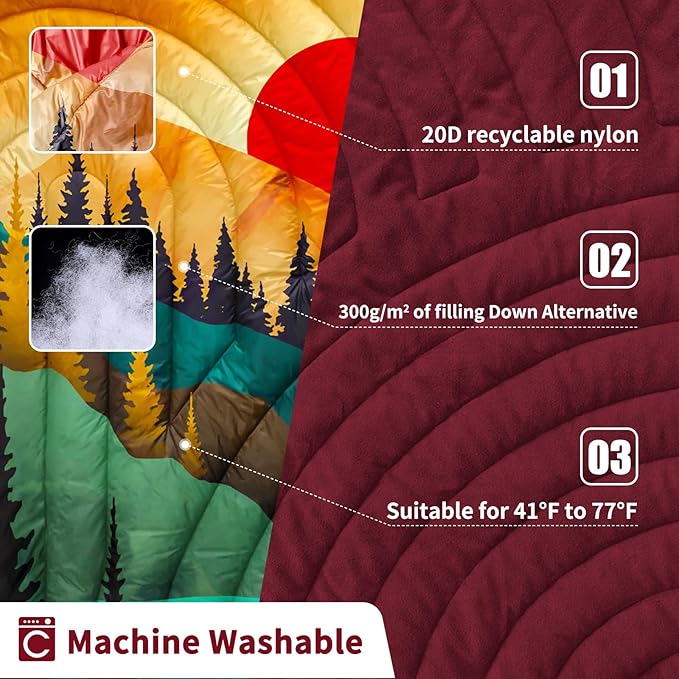 Camping Blanket,Puffy Blanket Lightweight Packable Camping Blanket Outdoor Blanket for Camping,Traveling, Stadium, Hiking, Picnics