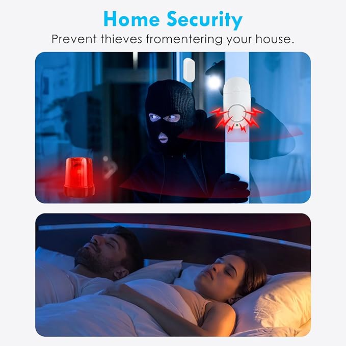 Door Window Alarm, Toeeson 120 DB Window Chime Alarms for Home, White Door Alarms for Kids Safety