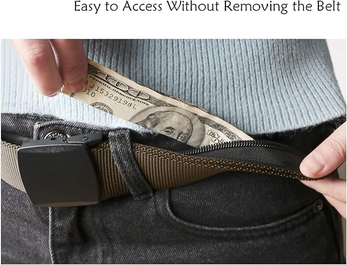 SUOSDEY Travel Money Belt, Nylon Hidden Money Pocket Belt with Plastic Buckle
